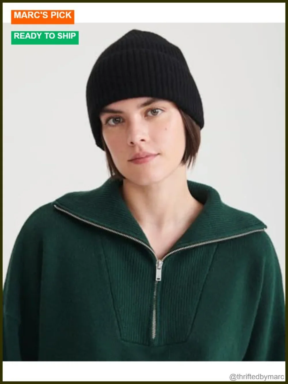 100% Cashmere Ribbed Beanie, Stretch Fit, Pull-On, Unisex Adult